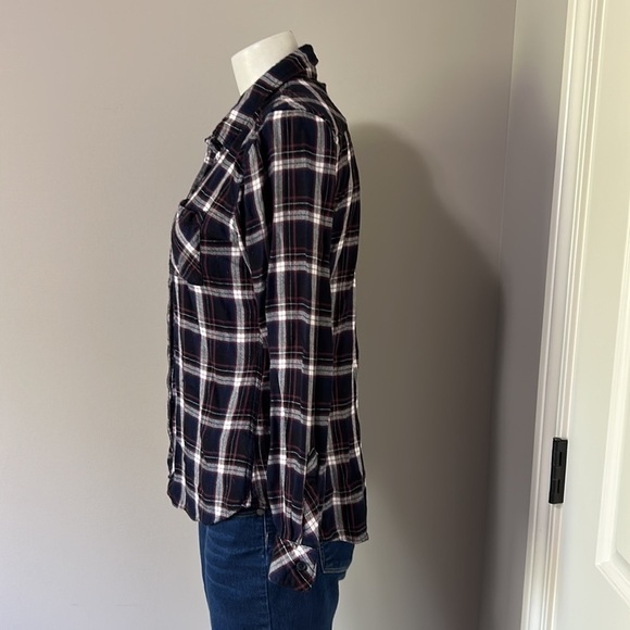 RAILS Hunter Button Down in Navy & Plum Flannel Plaid Fall Winter Sz M - Picture 7 of 13